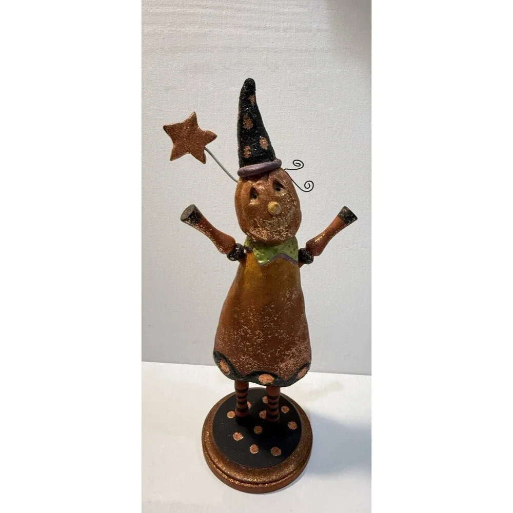 Primitive Pumpkin Jack O Lantern Resin Figurine Halloween Artist E. Smithson MCM